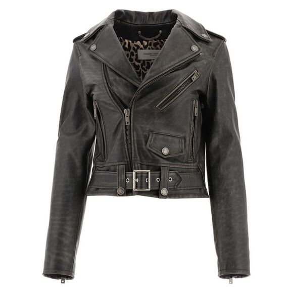 Black Leather Jacket for Women - SS24 Collection - Picture 1 of 4